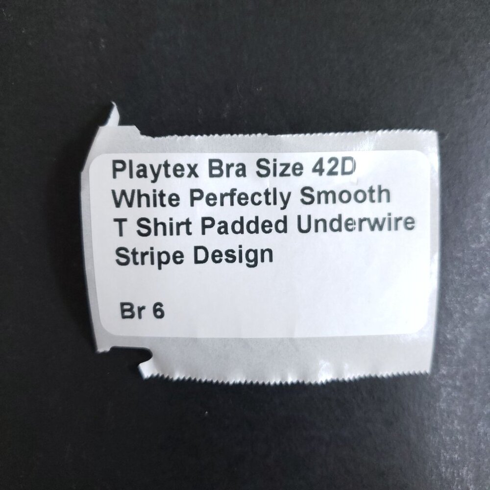 Playtex White T-Shirt Bra 42D Smooth Padded Underwire Stripe Design - Picture 6 of 6